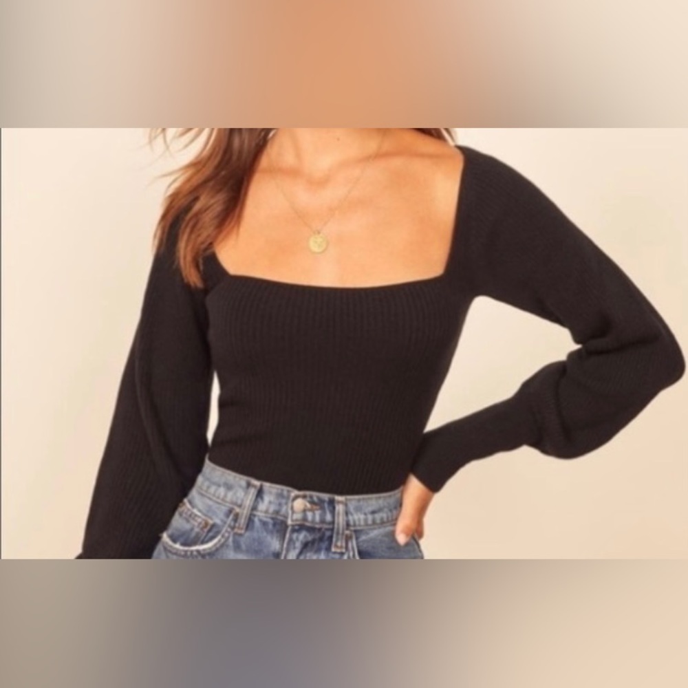 NWT Reformation Isabel Sweater in Black Size Large